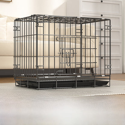 Foldable Iron Dog Cage with Accessory Options