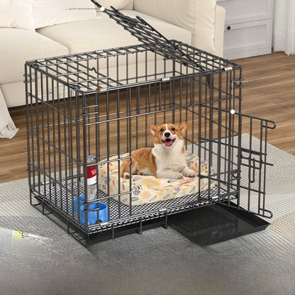 Foldable Iron Dog Cage with Accessory Options