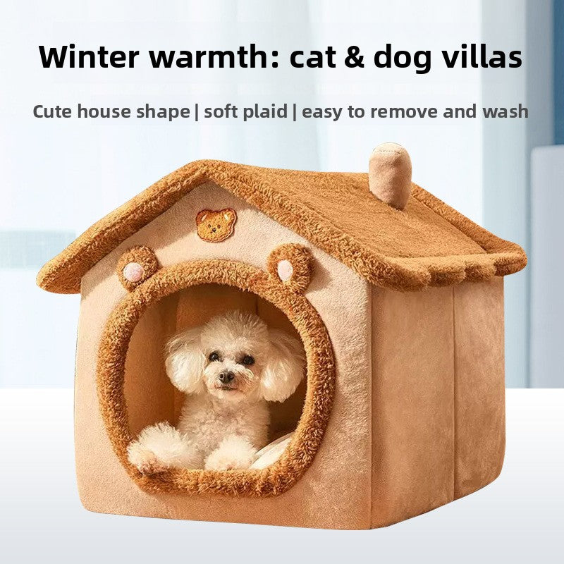 Removable Washable Flannel Pet Cat Kennel