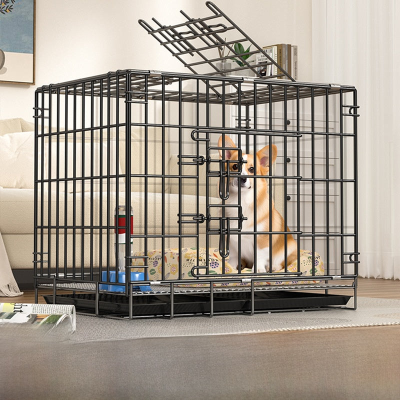 Foldable Iron Dog Cage with Accessory Options