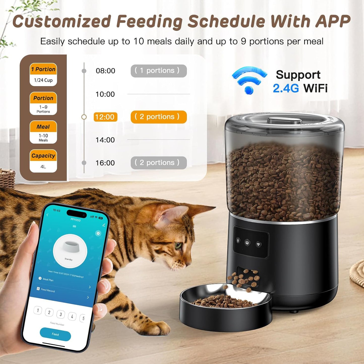 Automatic Pet Feeder WiFi Smart App Control Voice Recording
