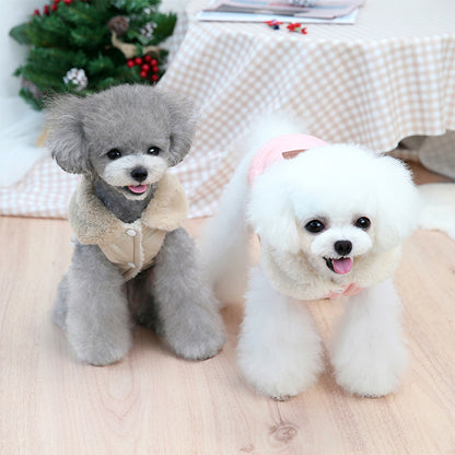 Pet Clothing for Teddy Puppies, Japanese and Korean Style Padded Jackets for Small to Medium-Sized Dogs, Pomeranian Supplies with Japanese and Korean Style Design
