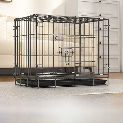 Foldable Iron Dog Cage with Accessory Options